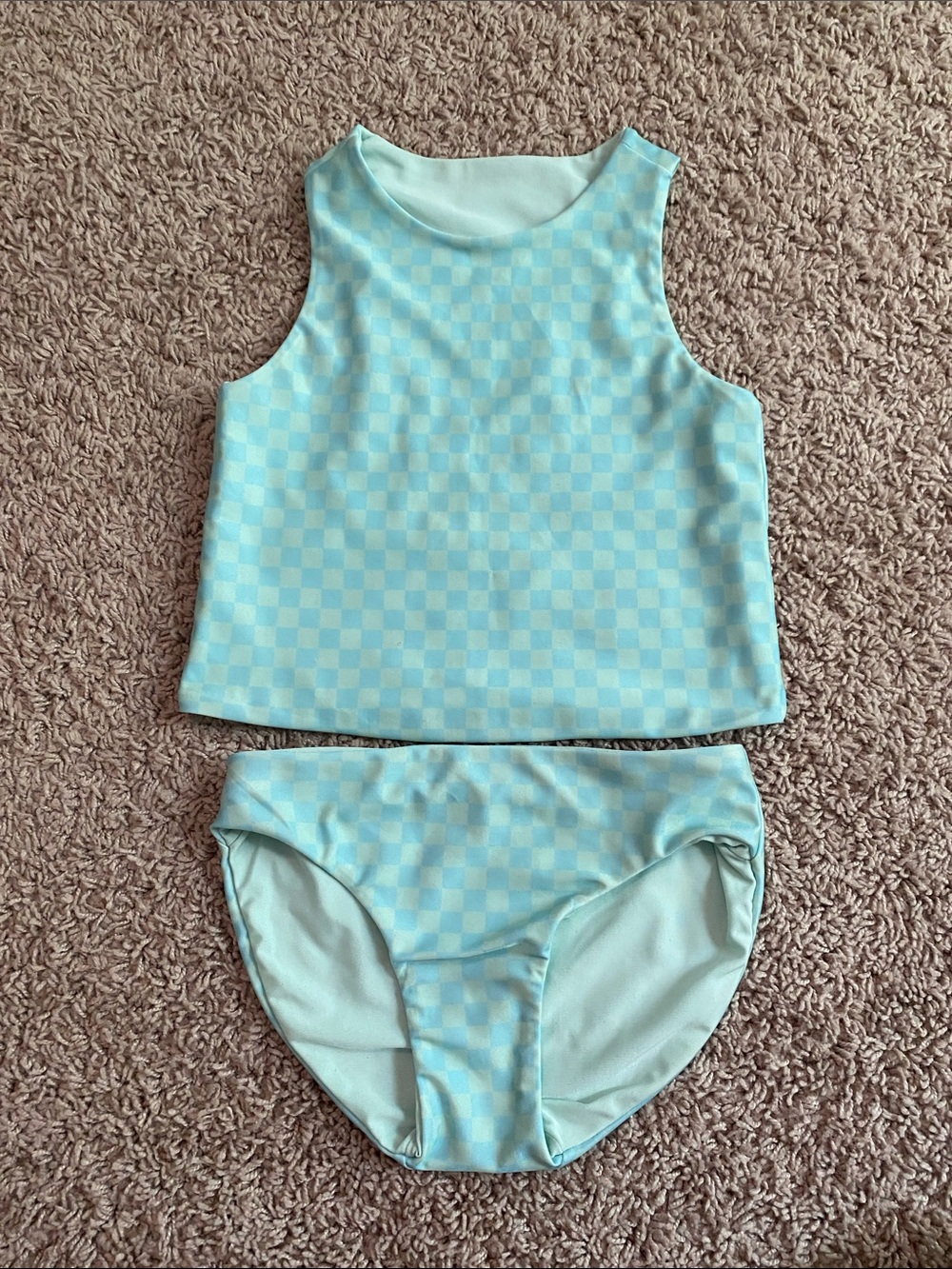 GAP Light Blue Checkered Girls Tankini Swim Set